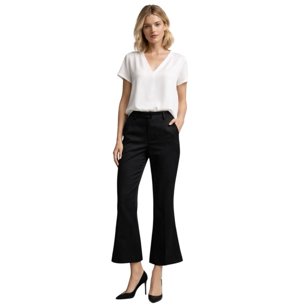 FRAME Black Crop Flare High Rise Pants Size 6 NWOT